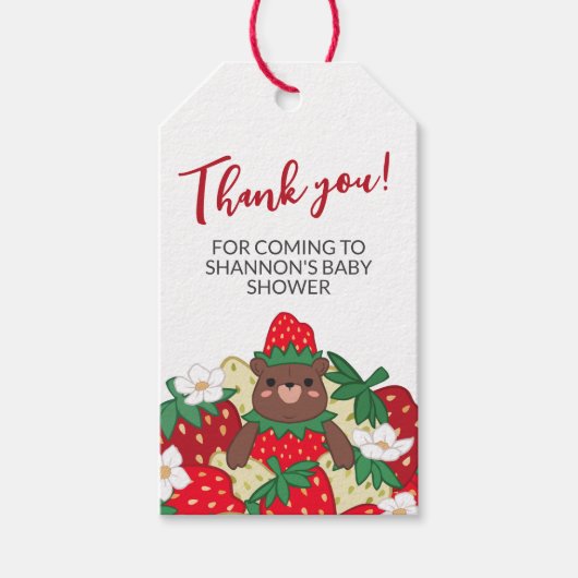 Berry Sweet Red Strawberry Baby shower Bedankt Cadeaulabel (Voorkant)
