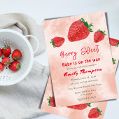 Berry Sweet Red Strawberry Waterverf Baby shower Kaart