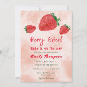 Berry Sweet Red Strawberry Waterverf Baby shower Kaart (Voorkant)