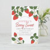 Berry Sweet Rode Aardbei Bloemen 2e Verjaardag Kaart (Staand voorkant)