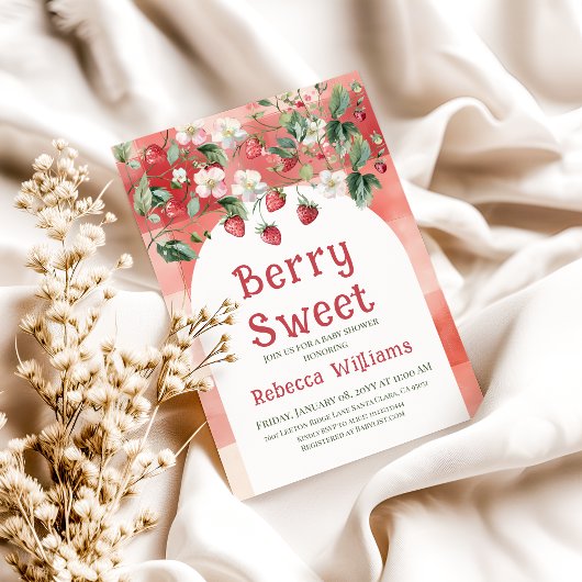 Berry Sweet Rode Aardbei Meisje Baby shower Kaart