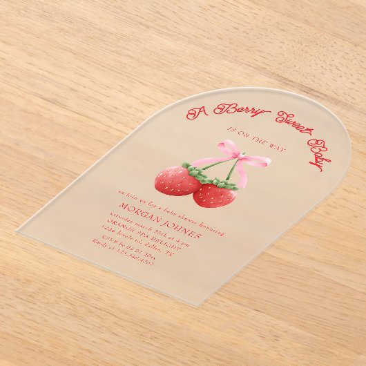 Berry Sweet Roze Coquette Baby shower Acryl Uitnodigingen (Laagn)