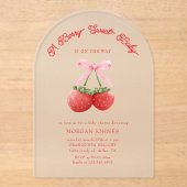 Berry Sweet Roze Coquette Baby shower Acryl Uitnodigingen (Voorkant)