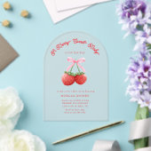 Berry Sweet Roze Coquette Baby shower Acryl Uitnodigingen (Insitu (Huwelijk))