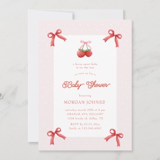 Berry Sweet Roze Coquette Baby shower Kaart (Voorkant)