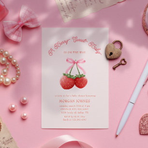 Berry Sweet Roze Coquette Baby shower Kaart