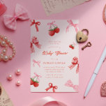 Berry Sweet Roze Coquette Baby shower Kaart<br><div class="desc">Ons "Berry Sweet Coquette Baby shower" collectie is voorzien van waterverf aardbeien met schattige roze en rode linten. Het hele collectie is schattig en girly met veel bijpassende producten om uit te kiezen. Bekijk onze winkel voor meer producten van dit collectie.</div>