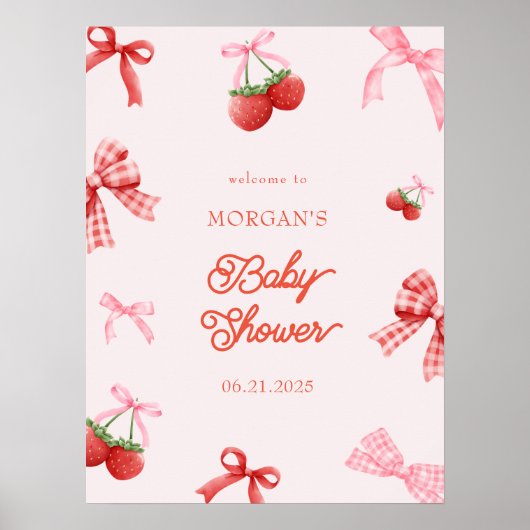 Berry Sweet Roze Coquette Baby shower Poster (Voorkant)
