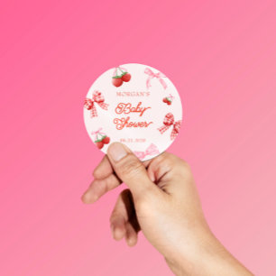 Berry Sweet Roze Coquette Baby shower Ronde Sticker