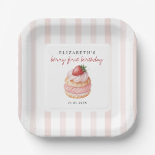 Berry Sweet Roze Eerste Verjaardag Papieren Bordje