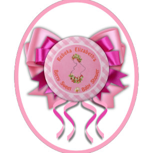 Berry Sweet Roze Gingham Baby Shower Ronde Button 6,0 Cm