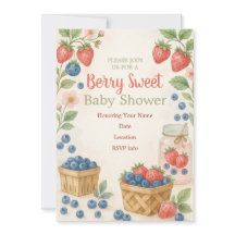 Berry Sweet Rustic Design Baby shower Uitnodiging