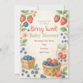 Berry Sweet Rustic Design Baby shower Uitnodiging
