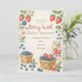 Berry Sweet Rustic Design Baby shower Uitnodiging (Staand voorkant)