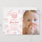 Berry Sweet Starawberry foto 1e verjaardag Kaart (Voorkant)