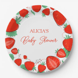 Berry Sweet Strawberries Girl Baby shower Papieren Bordje
