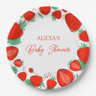 Berry Sweet Strawberries Girl Baby shower Papieren Bordje