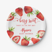Berry Sweet Strawberries Girl Baby shower Papieren Bordje (Voorkant)