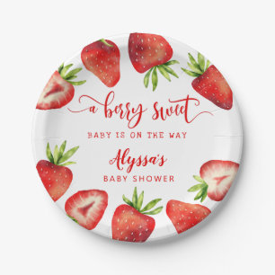 Berry Sweet Strawberries Girl Baby shower Papieren Bordje