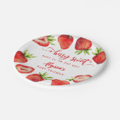 Berry Sweet Strawberries Girl Baby shower Papieren Bordje (Gekanteld)