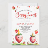 Berry Sweet Strawberries Joint 2 Siblings Birthday Kaart (Voorkant)