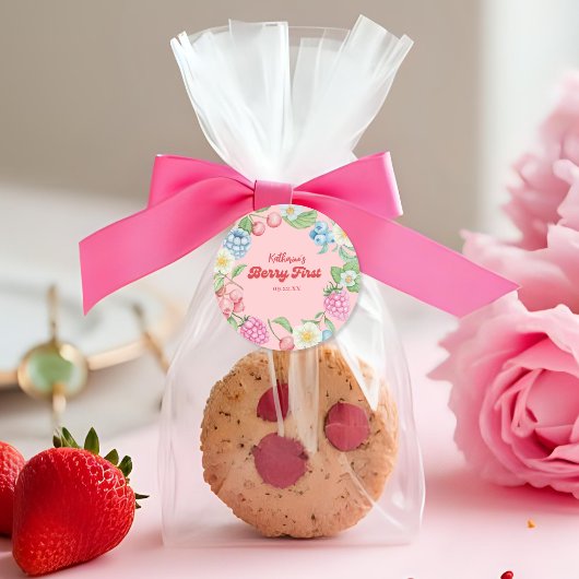 Berry Sweet Strawberry 1st Birthday Fruit Theme Ronde Sticker