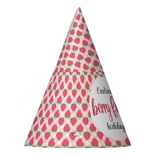 Berry Sweet Strawberry 1st Birthday Party Feesthoedjes (Links)