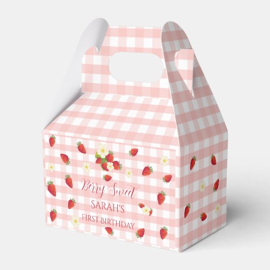 Berry Sweet Strawberry 1st Birthday Party Gift  Bedankdoosjes (Voorkant Zijde)