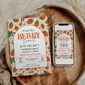 Berry Sweet Strawberry 1st Birthday Party Kaart