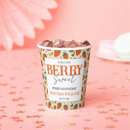 Berry Sweet Strawberry 1st Birthday Party Papieren Bekers