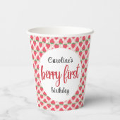 Berry Sweet Strawberry 1st Birthday Party Papieren Bekers (Achterkant)