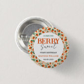 Berry Sweet Strawberry 1st Birthday Party Ronde Button 3,2 Cm (Voorkant /achterkant)