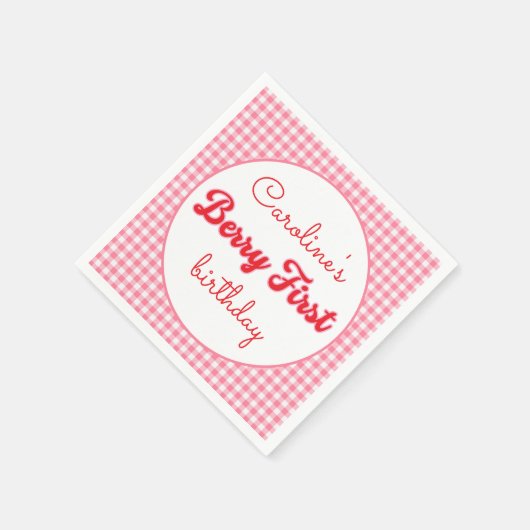 Berry Sweet Strawberry 1st Birthday Party Servet (Hoek)