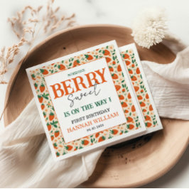 Berry Sweet Strawberry 1st Birthday Party Servet