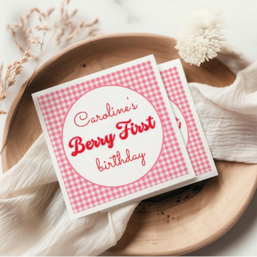 Berry Sweet Strawberry 1st Birthday Party Servet