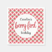 Berry Sweet Strawberry 1st Birthday Party Servet (Voorkant)
