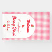 Berry Sweet Strawberry 1st Birthday Party Spandoek (Horizontaal)