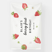 Berry Sweet Strawberry 1st Birthday Party Spandoek (Verticaal)