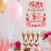 Berry Sweet Strawberry 1st Birthday Party Welkom Poster