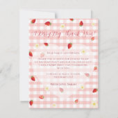 Berry Sweet Strawberry 1st Birthday Photo  Bedankkaart (Achterkant)