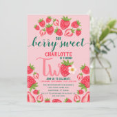 Berry Sweet Strawberry 2 jaar oude Birthday Party Kaart (Staand voorkant)