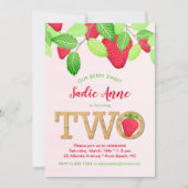 Berry Sweet Strawberry 2e verjaardag Girl Red Gree Kaart (Voorkant)