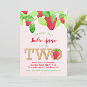 Berry Sweet Strawberry 2e verjaardag Girl Red Gree Kaart (Staand voorkant)