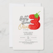 Berry Sweet Strawberry 3rd Birthday Kaart (Voorkant)