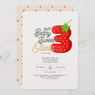 Berry Sweet Strawberry 3rd Birthday Kaart