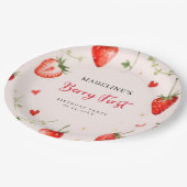 Berry Sweet Strawberry Arch Summer 1st Birthday Papieren Bordje (Gekanteld)