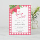 Berry Sweet Strawberry Baby Girl Shower Kaart (Staand voorkant)