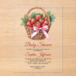 Berry Sweet Strawberry Baby Shower Acryl Uitnodigingen