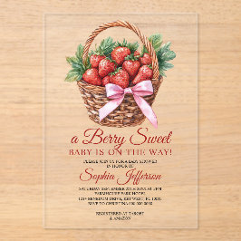 Berry Sweet Strawberry Baby Shower Acryl Uitnodigingen