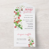 Berry Sweet Strawberry Baby shower All In One Uitnodiging (Binnen)